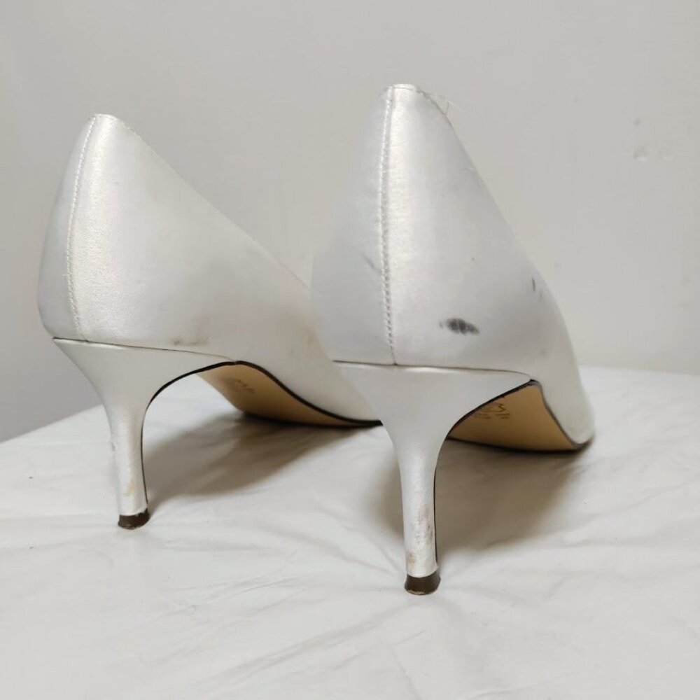 Nina Neya Satin Mid-Heel Wedding Dainty Lux Twee Pump W/ Jeweled Buckle Ivory 10 - Picture 8 of 13